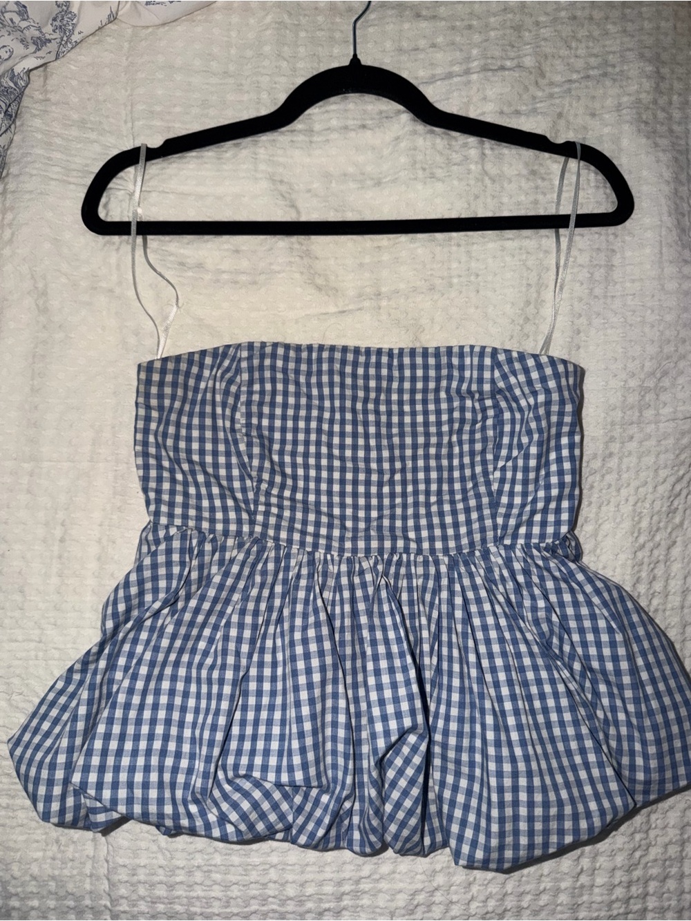Abercrombie & Fitch Blue Gingham Spaghetti Strap Peplum Tank